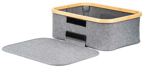 Úložný box G21 40 x 30 x 15 cm, bambusový s vekom, sivý