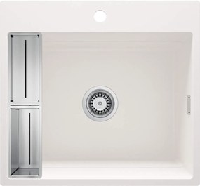 Deante Magnetic, 1-komorový granitový drez 560x520x220mm, biela matná, DEA-ZRM_A10A