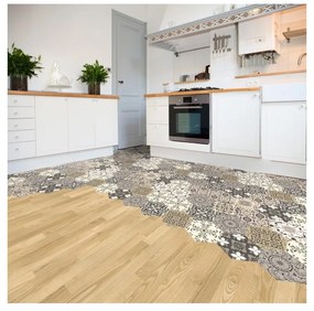 Sada 10 samolepiek na podlahu Ambiance Floor Stickers Hexagons Luiza, 40 × 90 cm