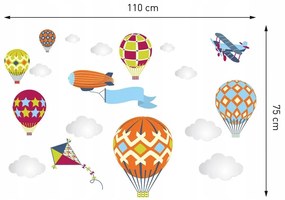 Nálepky na stenu Lietadlo, balón pre budúceho letca XXL 110x75
