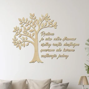 dřevo života Drevený strom Rodina sú korene Farebný vzor: Biela, Rozmery (cm): 79x60