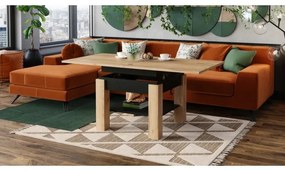 Rozkladací konferenčný/jedálenský stôl so zvíhacou doskou CALEB dub craft/čierna