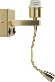 Art Deco nástenná lampa zlatá s USB a flexibilným ramenom - Brescia Combi