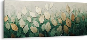 Obraz - Zlato-zelené listy (120x50 cm)