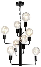 Luster na reťazi ORLANDO 8xE27/60W/230V čierna