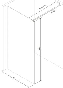 Mexen Kioto, sprchová zástena 110 x 200 cm, 8mm sklo s rebrovým vzorom, chrómový profil, 800-110-101-01-09