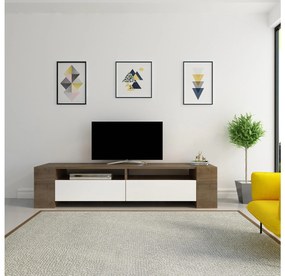 TV stolík/skrinka Sisuko (orech + biela) . Akcia -20%. Vlastná spoľahlivá doprava až k Vám domov. 1102585