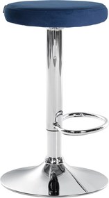 Barová stolička Ponte - zamat, chróm rám - Modrá