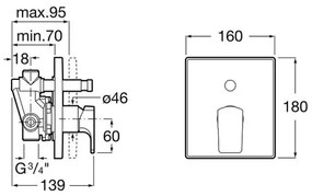 Roca A5A0B01C00 - Sprchová batéria pre podomietkovú inštaláciu L90 lesklý chróm