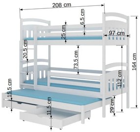 Poschodová detská posteľ 200x90 cm. Vlastná spoľahlivá doprava až k Vám domov. 1052273