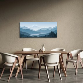 Obraz - Hory pohľadom grafika (120x50 cm)