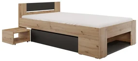 Jednolôžková posteľ 120 cm Uniforme (dub artisan + antracit) (s úl. priestorom). Vlastná spoľahlivá doprava až k Vám domov. 1116534