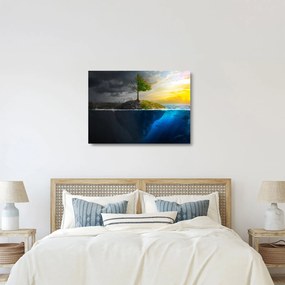 Sklenený obraz znázorňujúci dve strany (70x50 cm)