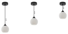 Závesné svietidlo Riffle Round, 1x biele sklenené tienidlo, b