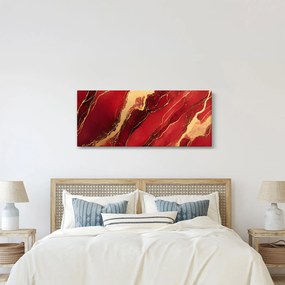 Obraz - Červeno-zlatý mramor (120x50 cm)