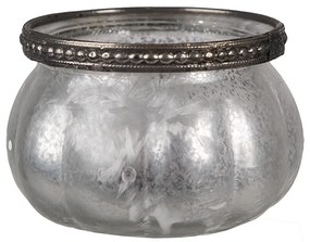 Šedo-strieborný sklenený svietnik na čajovú sviečku - Ø 9*6 cm