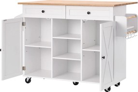 Kuchynský ostrovček 74,8x111,3x89,6CM Kuchynský vozík na kolieskach Skladacia doska