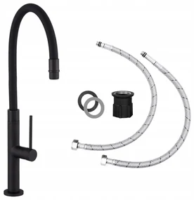 Gamma Flex Slim, vysoká kuchynská batéria s elastickým ramenom h-480 mm, čierna, GMA-BFXSL-BK