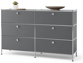 Kovová komoda »CN3« so 6 zásuvkami, sivá