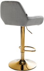 Barová stolička Braga (SET 2 ks) - zamat, zlatá podnož - Sivá