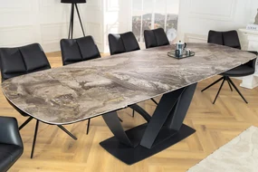 Luxusný rozkladací jedálenský stôl ILINOIS 180-220-260 cm – v taupe mramorovom dekore