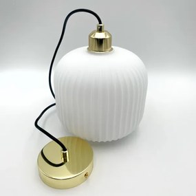 Luster na lanku HARMA 1xE27/15W/230V pr. 20 cm biela/zlatá