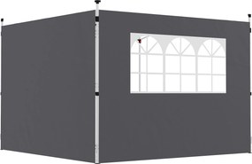 Bočné panely Outsunny pre záhradný pavilón 3 x 3 m, bočné steny s oknom, sada 2 kusy Oxford 210D Tmavosivá | Aosom