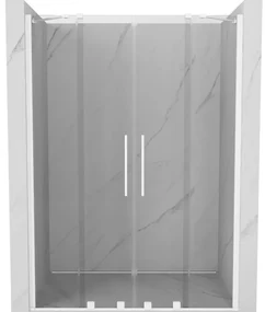 Mexen Velar Duo posúvacie sprchové dvere 150 cm, Priehľadné, Biele - 871-150-000-02-20