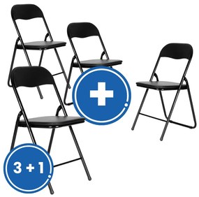 Skladacia konferenčná stolička Rosso 3 + 1 ZADARMO, čierna