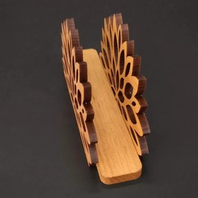 AMADEA Drevený stojanček na obrúsky v tvare kvetu, masívne drevo, 12,5x6,5x3,5 cm