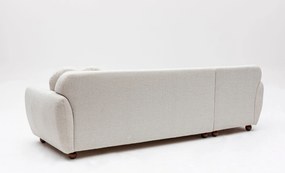 Rohová pohovka Eddy s robustným rámom z bukového dreva a drevotrieskovej dosky 280 x 93 cm, ľavá, biela