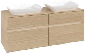 VILLEROY &amp; BOCH Collaro závesná skrinka pod dve umývadlá na dosku, 4 zásuvky, s LED osvetlením, 1400 x 500 x 548 mm, Nordic Oak, C119B0VJ