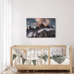 Obraz - Talianske dolomity schované v hmle (90x60 cm)