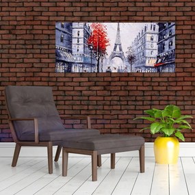 Obraz uličky v Paríži, olejomaľba (120x50 cm)