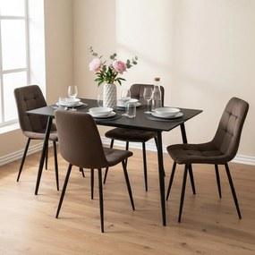 Jedálenský set 4x stoličky + stôl 120 cm AVENBERG BLACK MARBLE