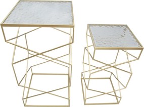 Sada 2 ks odkladacích stolíkov Glassy Coppia zlatá
