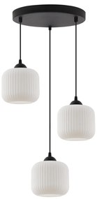 Závesné svietidlo Riffle, 3x biele sklenené tienidlo, b, o