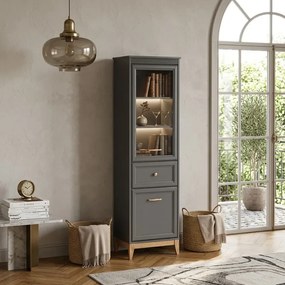 Vysoká dizajnová vitrína ARLIN diamantovo sivá