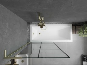 Mexen Next L, 1-krídlová vaňová zástena 90 x 150 cm, 6mm číre sklo-čierny vzor, zlatý matný profil, 895-090-000-03-77-55