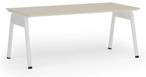 Kancelársky stôl PRIMO GAMMA, 180x90 cm, biela podnož, breza