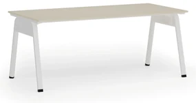 Kancelársky stôl PRIMO GAMMA, 180x90 cm, biela podnož, breza