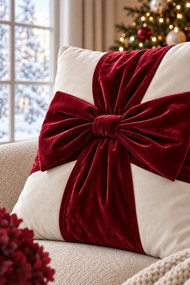 Obliečka na vankúš CHRISTMAS BOW biela 45x45 cm