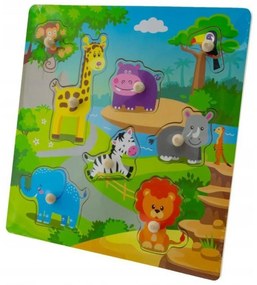 Drevené zábavné puzzle vkladacie 30x30cm  - Zoo velké