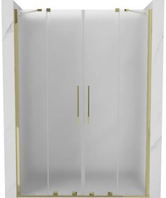 Mexen Velar Duo, posuvné sprchové dvere do otvoru 140 cm, 8mm sklo námraza, zlatá lesklá, 871-140-000-32-50