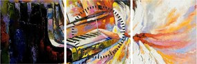 Obraz - Žena hrajúca na piáno (s hodinami) (90x30 cm)