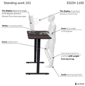 Jan Nowak malý výškovo nastaviteľný elektrický stôl EGON, 1100 x 720 x 600 mm, orech/ čierny
