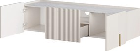 Závesný TV stolík Malmi 150 cm - kašmírová / crema bianca / zlatá