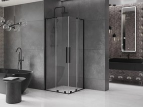 Mexen Velar L Duo, sprchový kút s posuvnými dverami 90 x 90 cm, 8mm číre sklo, čierna matná, 871-090-090-02-03-70