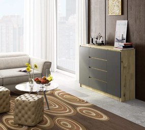 Komoda Tove K 140 cm dub artisan/šedý grafit