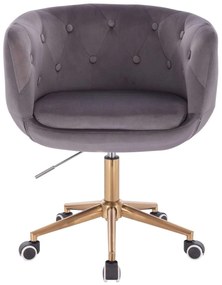 LuxuryForm DESIGN Kreslo MONTANA VELUR na zlaté podstave s kolieskami - šedé